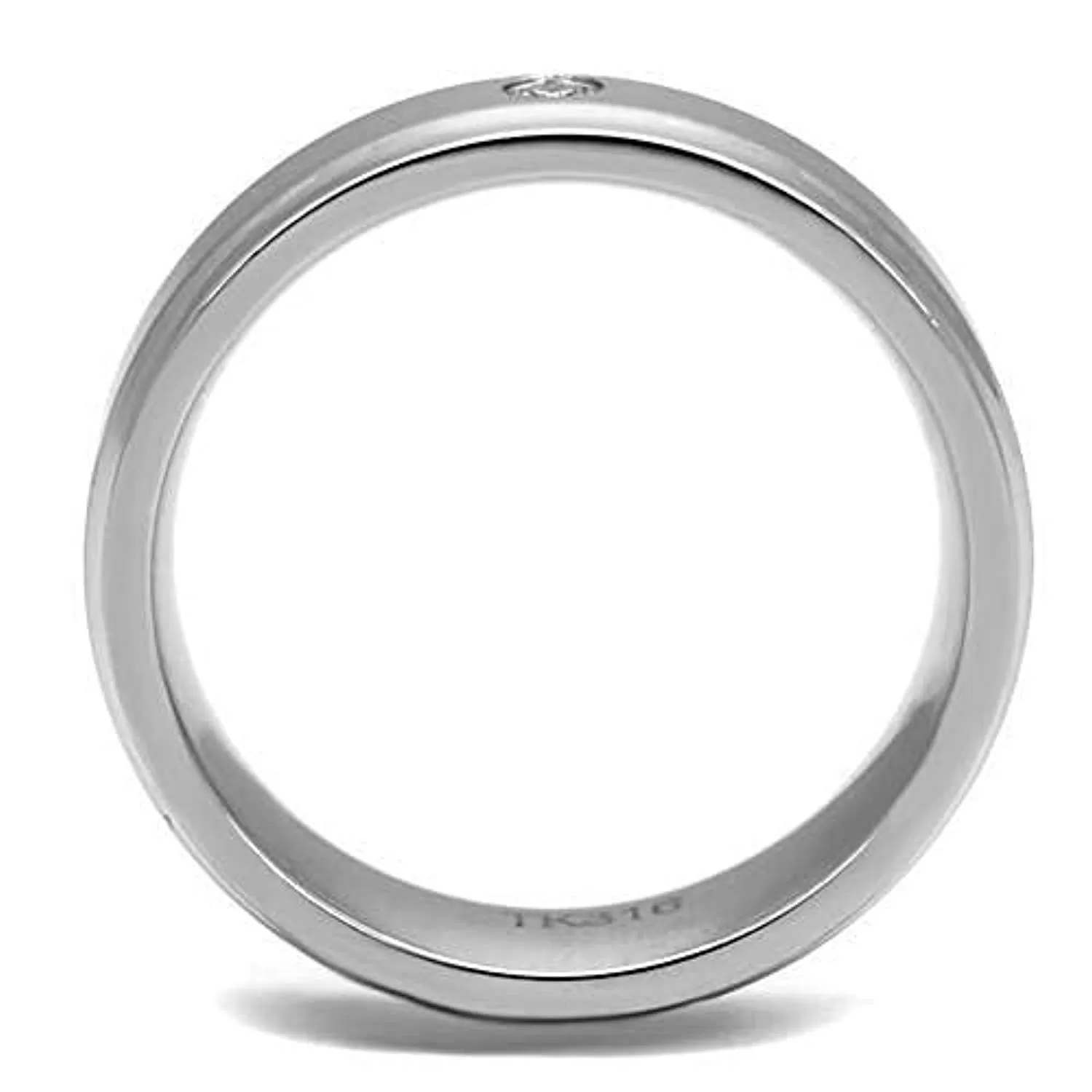 WildKlass Stainless Steel Ring High Polished Men AAA Grade CZ Clear