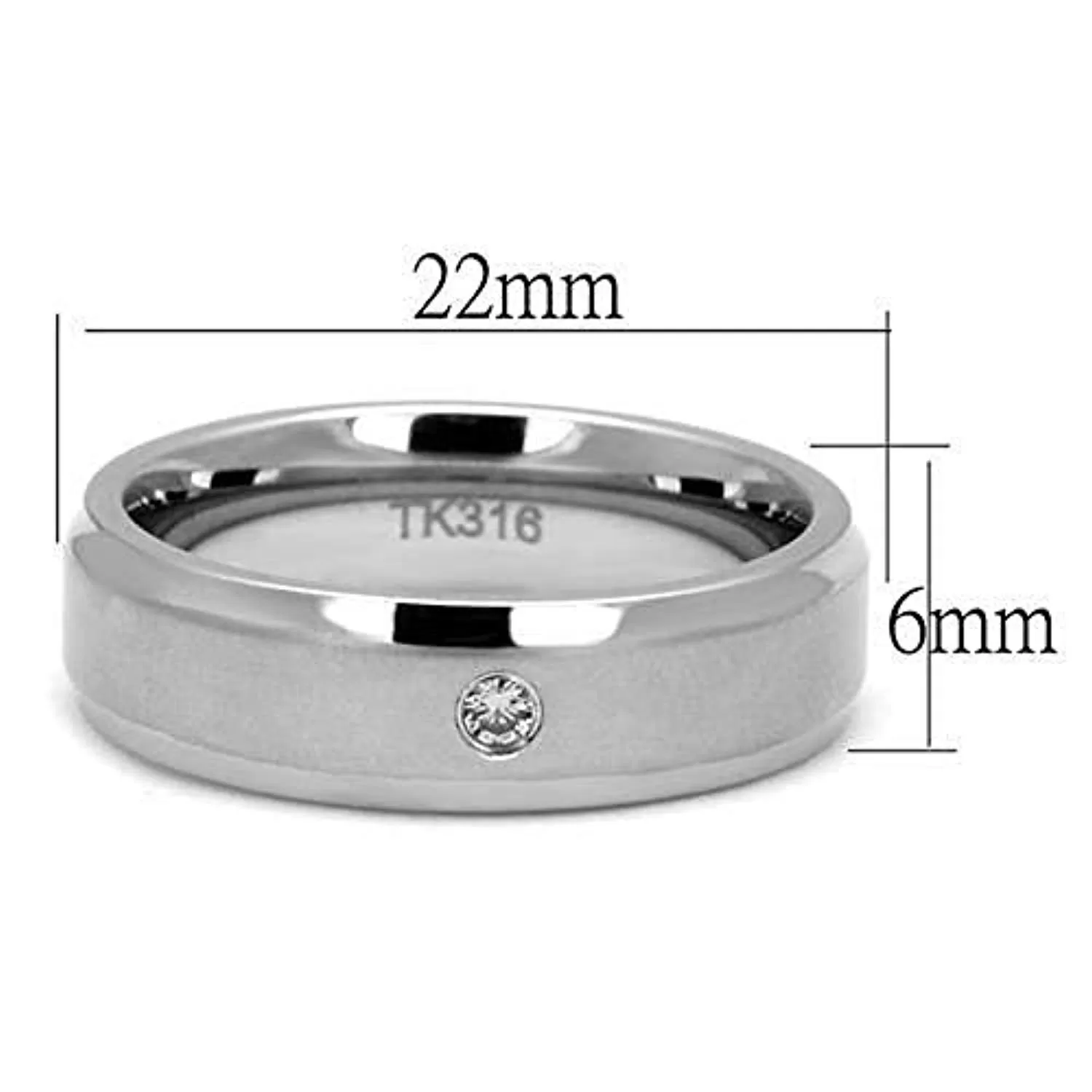 WildKlass Stainless Steel Ring High Polished Men AAA Grade CZ Clear