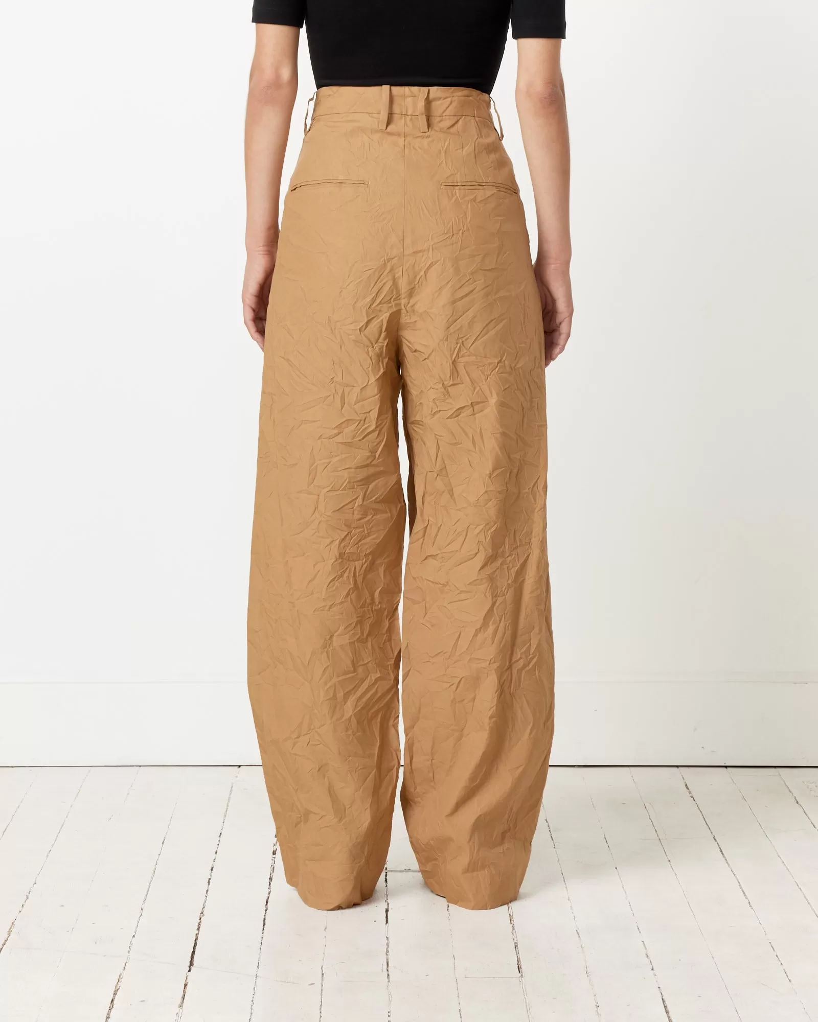 Wrinkled Twill Pant in Brown