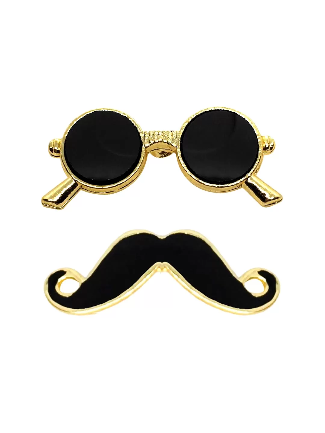 Yellow Chimes Brooch For Men and Women Gold Tone Combo Of Sunglasses and Moustache Brooch For Unisex